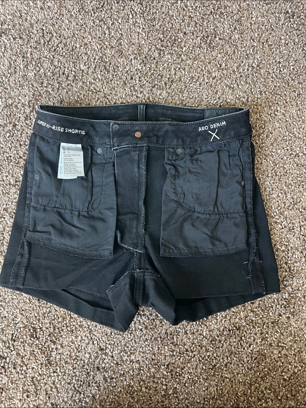 American Eagle Outfitters Black Roll-Cuff Denim Shorts - Picture 6 of 7
